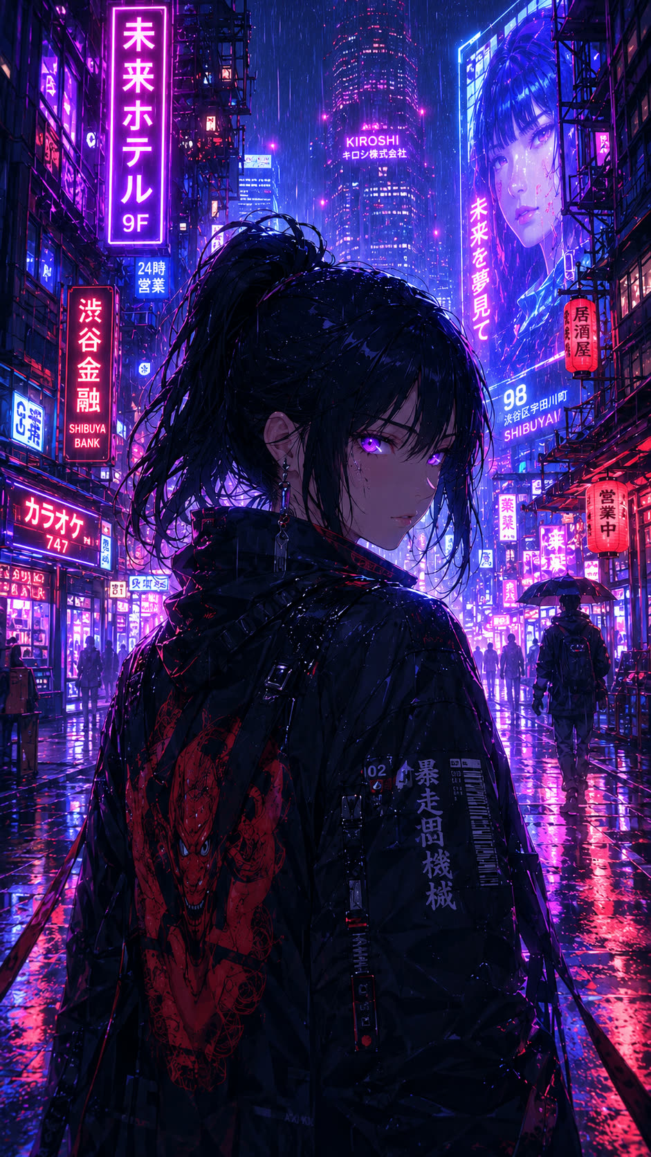 Anime + Cyberpunk example — Neon Tokyo dreams, AI image prompt preview